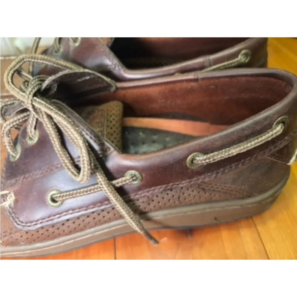 Sperry Men's Brown Two-Tone Leather & Canvas Boat Shoes